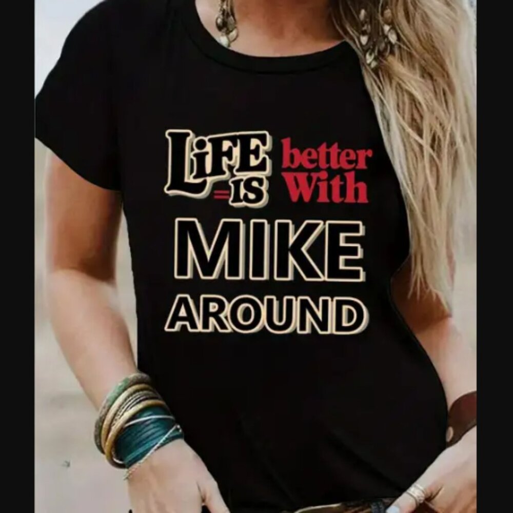 Source Unknown Black Tee with Red and White Text